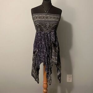 Women's Vintage Halter Smocked Handkerchief Sundress